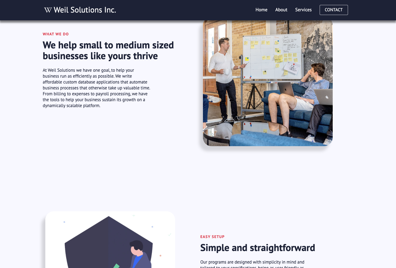 landing page of weil solutions inc website